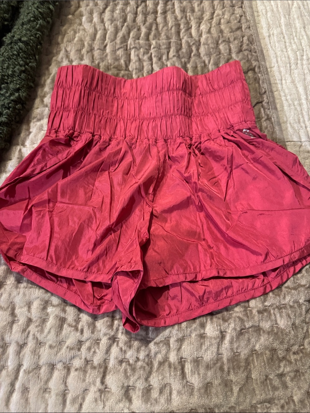 FP Movement by Free People Smocked High-Rise Shorts in Hot Pink